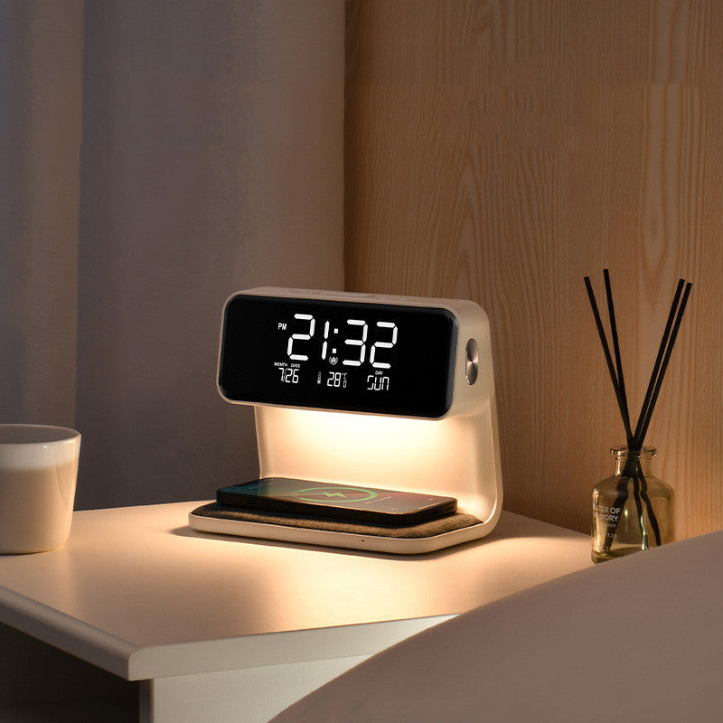 Creative 3-in-1 Bedside Lamp with Wireless Charging & LCD Alarm Clock