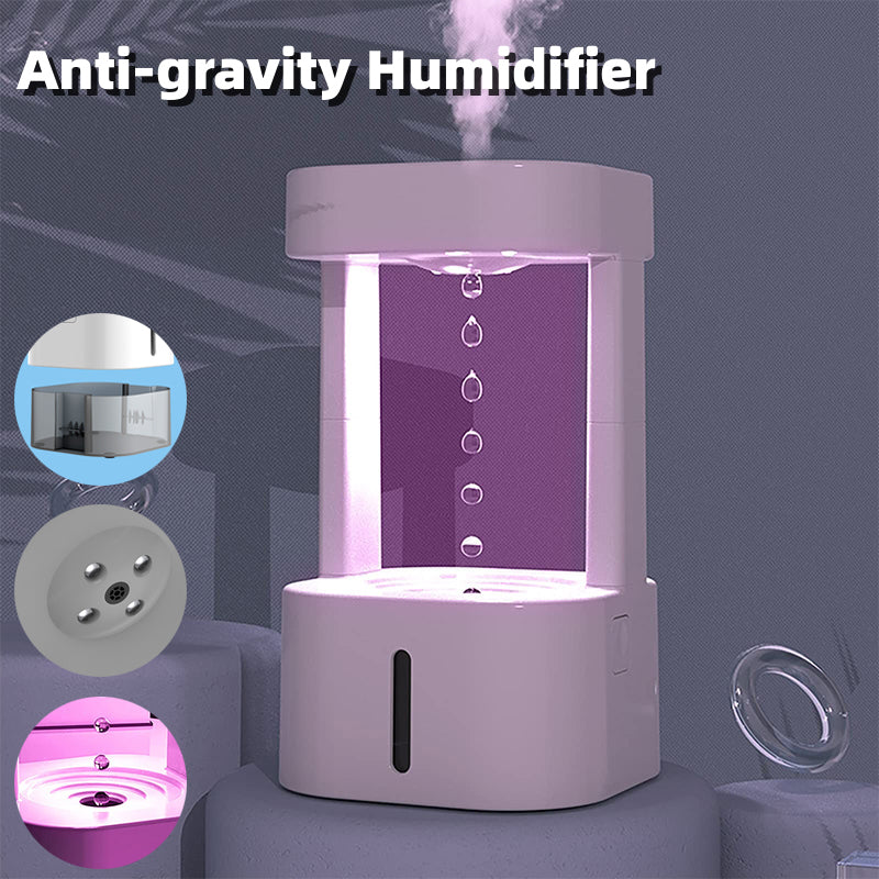 Creative Anti-Gravity Water Drop Humidifier with 580ML Tank – Quiet Bedroom & Office Mist Sprayer