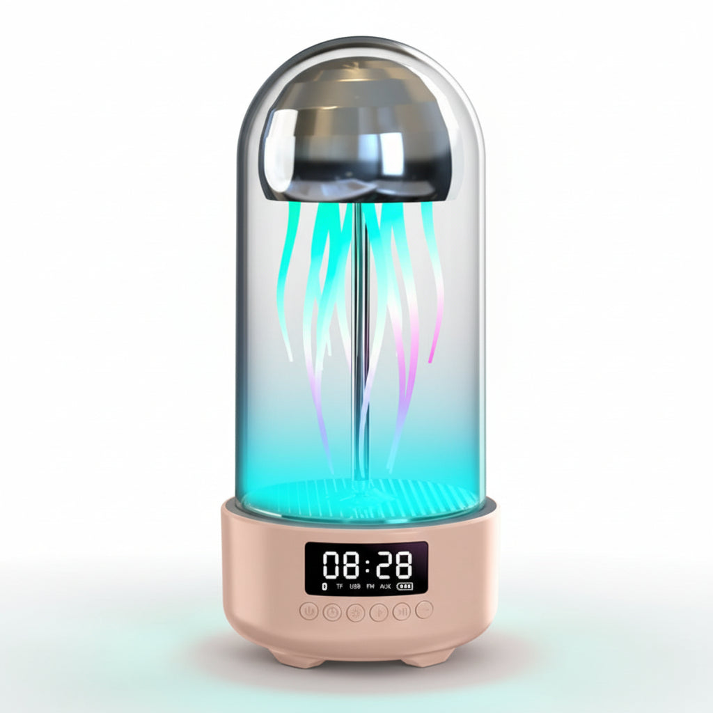 Creative 3in1 Colorful Jellyfish Lamp With Clock Luminous Portable Stereo Breathing Light Smart Decoration Bluetooth-compatible Speaker
