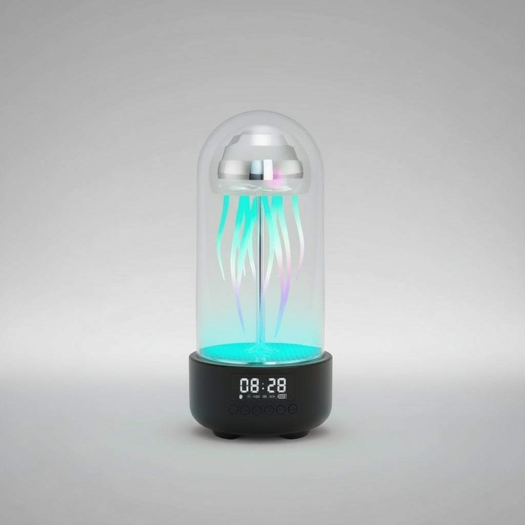 Creative 3in1 Colorful Jellyfish Lamp With Clock Luminous Portable Stereo Breathing Light Smart Decoration Bluetooth-compatible Speaker