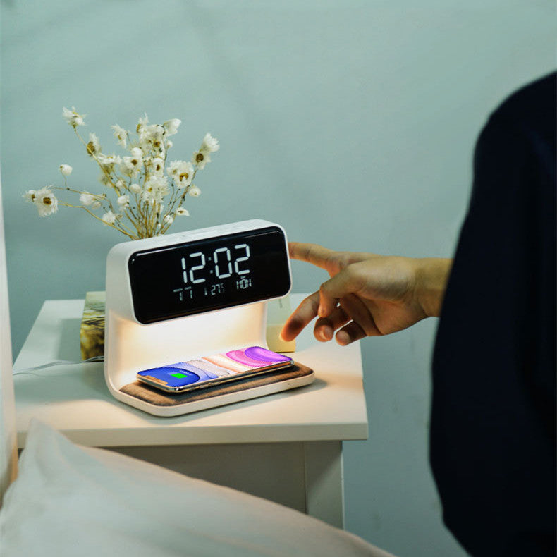 Creative 3-in-1 Bedside Lamp with Wireless Charging & LCD Alarm Clock